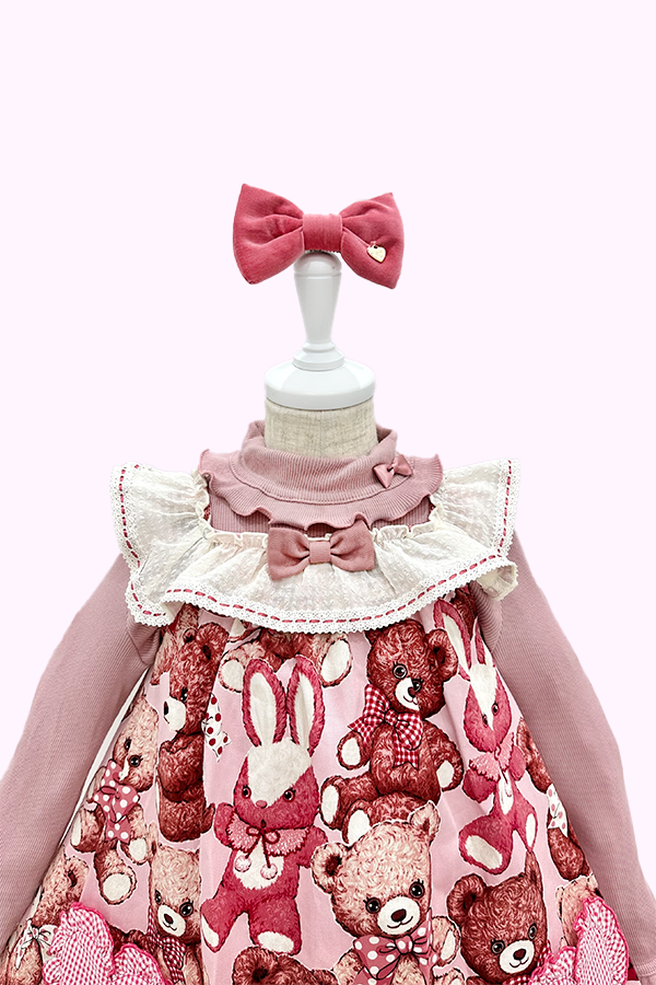 くま＆うさぎぬいぐるみプリントジャンパースカート(Toddler 